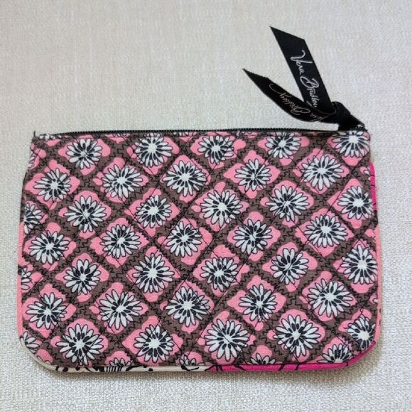 Vera Bradley Small Zipper Pouch Mocha Rouge Pattern Travel Case Bag - Picture 1 of 7